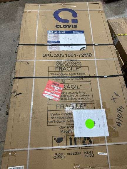 Clovis Goods 21S1002-72MB 68-72 W x 76 H Inch Double Sliding Frameless Shower Door