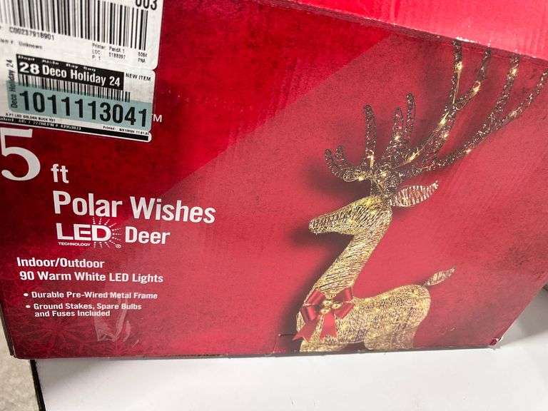 Home Accents Holiday 5 ft. Polar Wishes LED Deer Holiday Yard