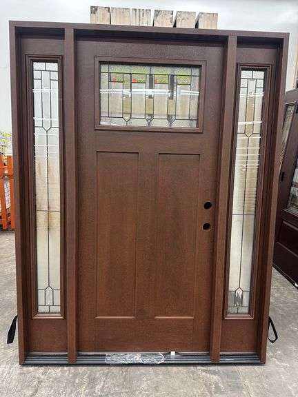 Exterior Fiberglass Deco Door With 2 Side Lites 63 1/2"x81 1/2" LH