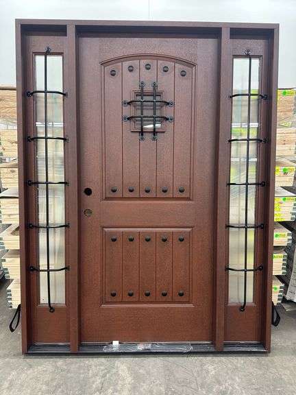 Exterior Fiberglass Deco Door With 2 Side Lites 63 1/2"x81 1/2" RH