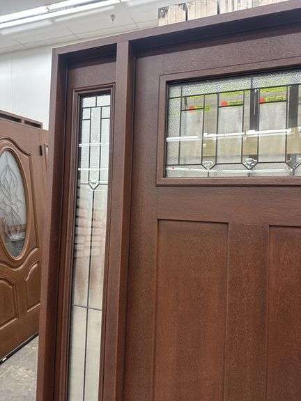 Exterior Fiberglass Deco Door With 2 Side Lites 63 1/2"x81 1/2" LH