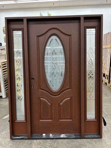 Exterior Fiberglass Deco Door With 2 Side Lites 63 1/2"x81 1/2" RH