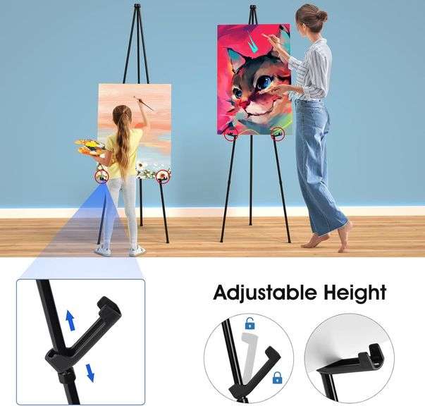 Portable Art Easel Stand 63 Inches - Black Picture Stands for Display w ...