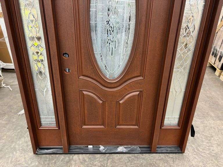 Exterior Fiberglass Deco Door With 2 Side Lites 63 1/2"x81 1/2" RH