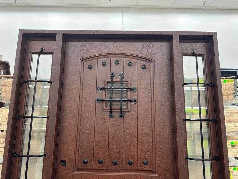 Exterior Fiberglass Deco Door With 2 Side Lites 63 1/2"x81 1/2" RH