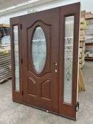 Exterior Fiberglass Deco Door With 2 Side Lites 63 1/2"x81 1/2" RH