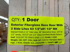 Exterior Fiberglass Deco Door With 2 Side Lites 63 1/2"x81 1/2" RH