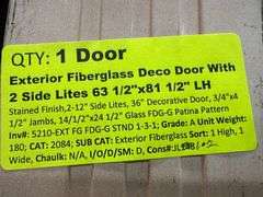 Exterior Fiberglass Deco Door With 2 Side Lites 63 1/2"x81 1/2" LH
