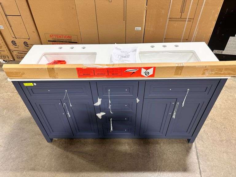 Home Decorators Collection Beaufort 60 in. Blue Bath Vanity