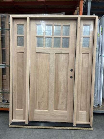 Exterior 8-Lite Square Craftsman Style Mahogany Door 1-3-1 LH