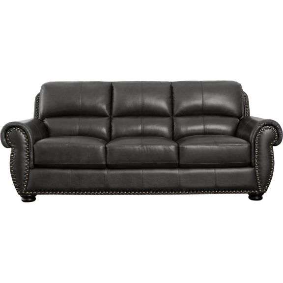 Abbyson Ballina Dark Gray Leather Sofa