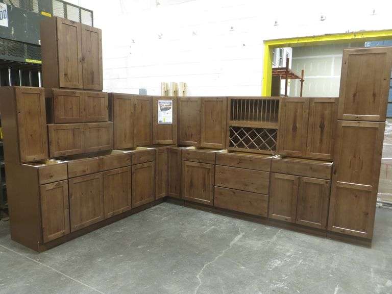 Rustic Walnut Shaker Kitchen Cabinet Set 12'x15'