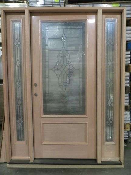Exterior Decorative Mahogany Glass Door 1-3-1 36"x80" RH