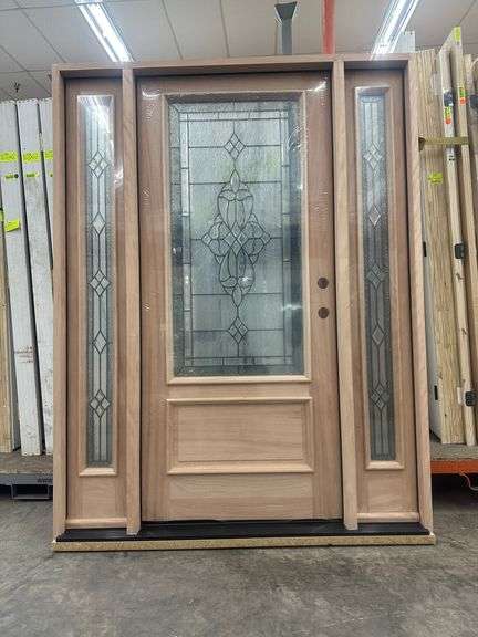Exterior Decorative Mohogany Glass Door 1-3-1 36"x80" LH
