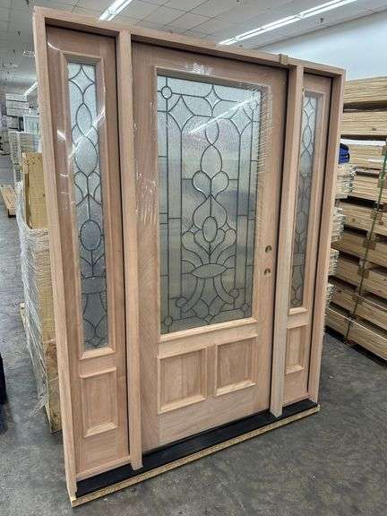 Exterior 1-Lite/Decorative Mohogany Craftsman Door 1-3-1 36"x80" LH