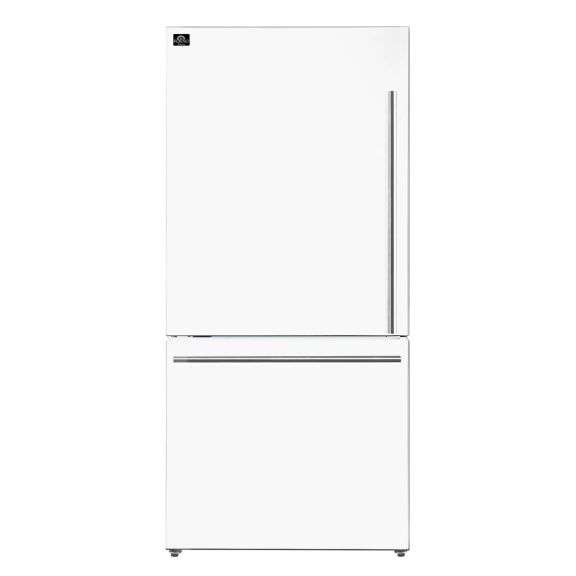 Forno Milano Espresso 31" Bottom Freezer Refrigerator 17.2 cu Ft in White