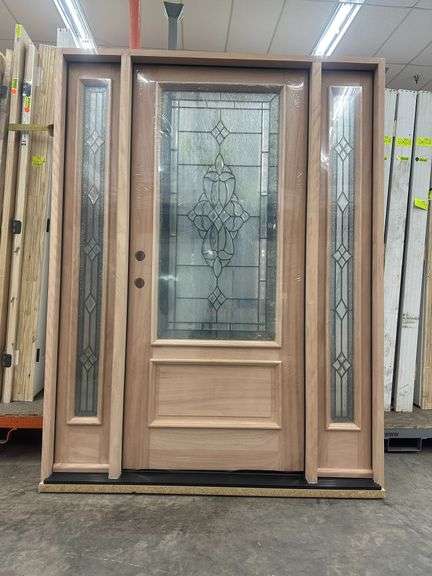 Exterior Decorative Mohogany Glass Door 1-3-1 36"x80" RH