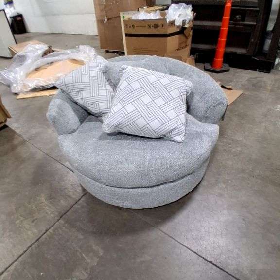 Signature Design by Ashley Swivel Chair with Cushions Gray Fabric
