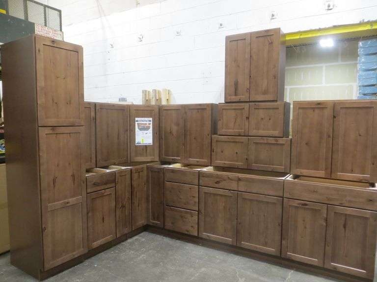 Rustic Walnut Shaker Kitchen Cabinet Set 12'x12'