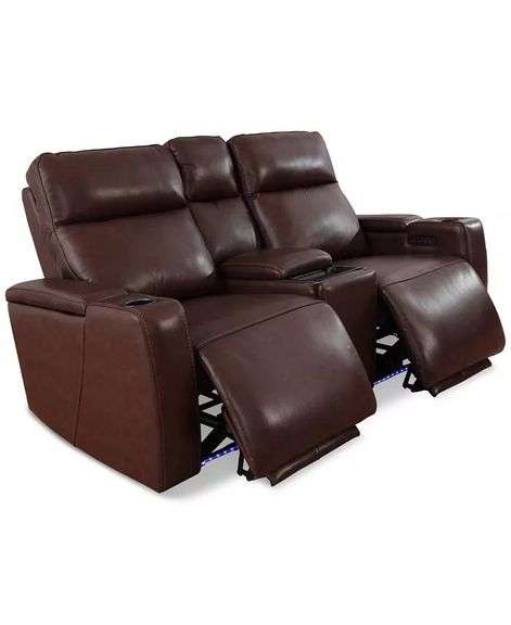 Macys Greymel Leather Power Reclining Loveseat W/Wireless Charger Online Retail: $2579