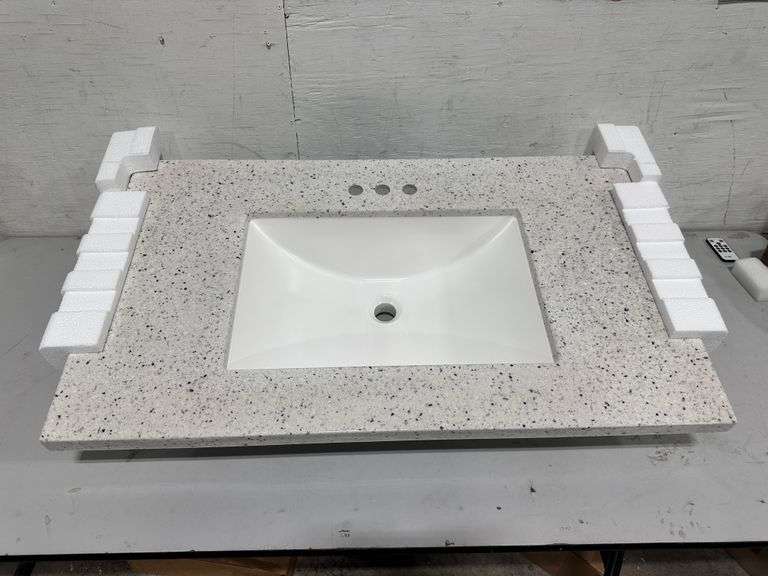Home Decorators Collection 37" W x 22" D Engineered Solid Surface White Rectangular Single Sink