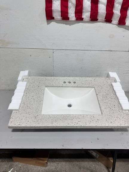 Home Decorators Collection 37" W x 22" D Engineered Solid Surface White Rectangular Single Sink
