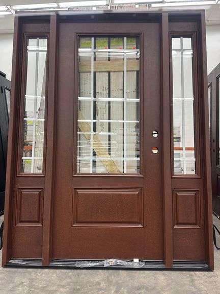Exterior Fiberglass Deco Door With 2 Side Lites 63 1/2"x81 1/2" LH