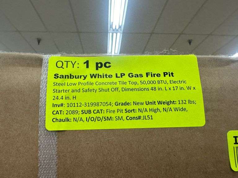 Sunbury White LP Gas Fire Pit