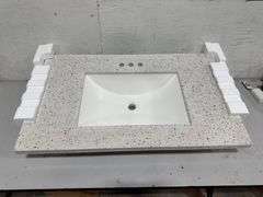 Home Decorators Collection 37" W x 22" D Engineered Solid Surface White Rectangular Single Sink