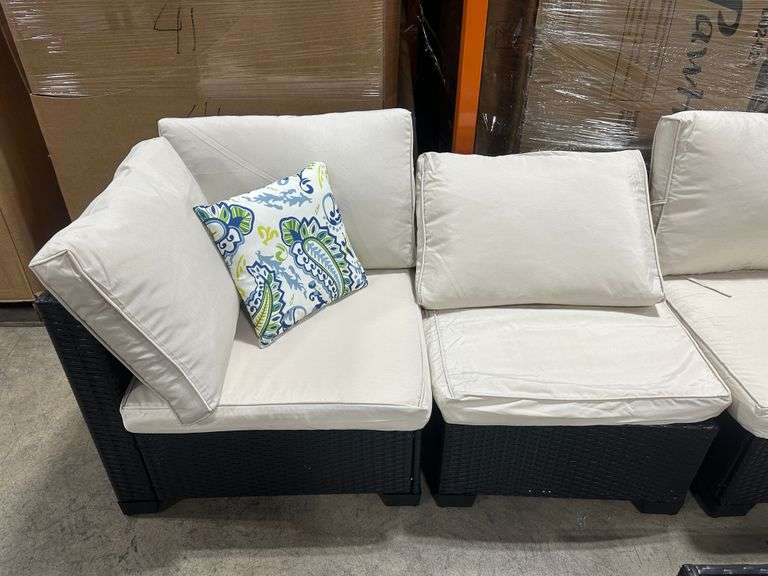 7 Piece Wicker Outdoor Patio Furniture Set - Coffee & Beige