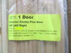 Interior Knotty Pine Door 36"x80" RH 2 PNL (Unassembled)