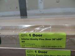Interior Knotty Pine Door 36"x80" RH 2 PNL (Unassembled)