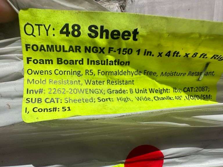 FOAMULAR NGX F-150 1"x4'x8' Rigid Foam Board Insulation