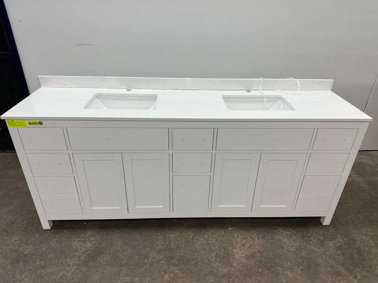 Strada White 84" Double Vanity