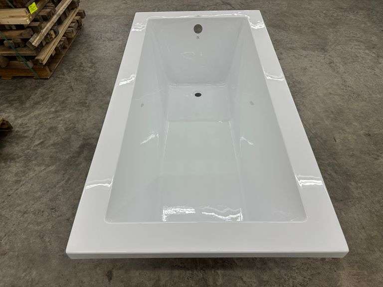 White IMPACT Drop-In Bathtub End Drain Acrylic 66"x34"