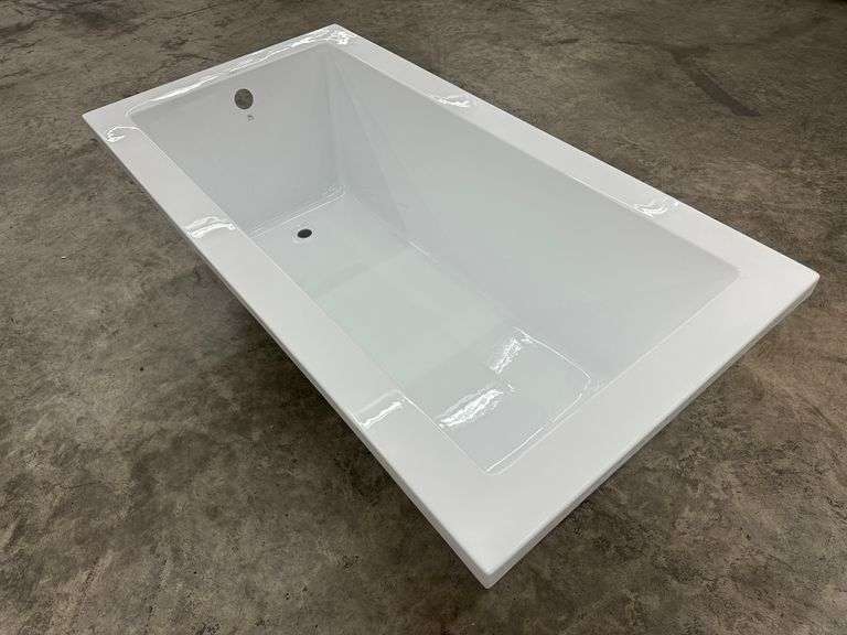 White IMPACT Drop-In Bathtub End Drain Acrylic 66"x34"