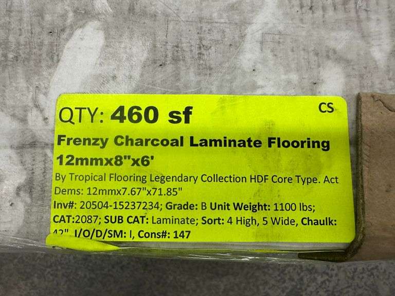 Frenzy Charcoal Laminate Flooring 12mmx8"x6'