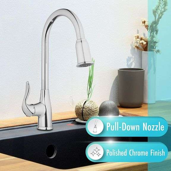 High Arc Pull-Down Kitchen Faucet, Polished Chrome