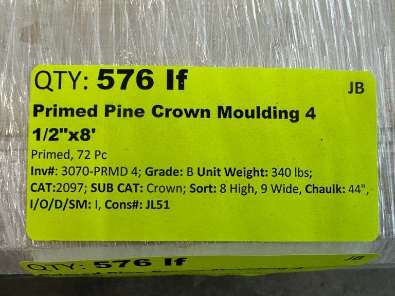 Primed Pine Crown Moulding 4 1/2"x8'