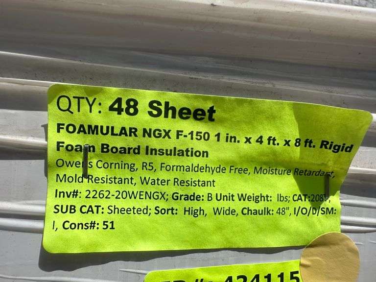 FOAMULAR NGX F-150 1"x4'x8' Rigid Foam Board Insulation