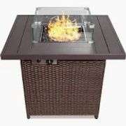 Outdoor Propane Fire Pit With Glass Windscreen 30"x30"