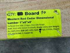 Western Red Cedar Dimensional Lumber 1"x6"x8'