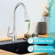 High Arc Pull-Down Kitchen Faucet, Polished Chrome