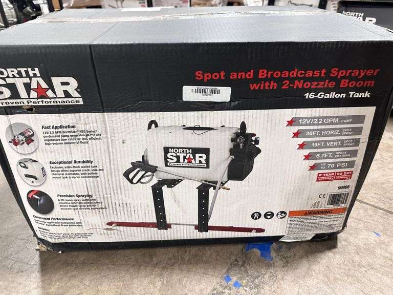ATV Broadcast and Spot Sprayer with 2-Nozzle Boom-- 16-Gallon Capacity, 2.2 GPM, 12 Volts