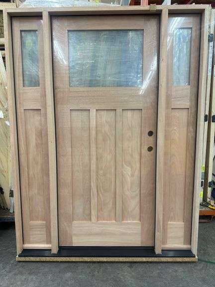 Exterior 1-Lite/Flemish Mahogany Shaker Craftsman Style Door 1-3-1 LH