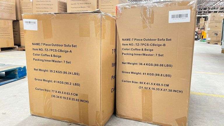7 Piece Wicker Outdoor Patio Furniture Set - Coffee & Beige