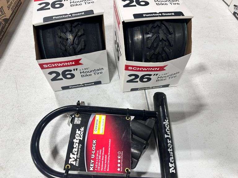 24" Mountain Tire (2) & MasterLock Bike Lock (1) (3x$)