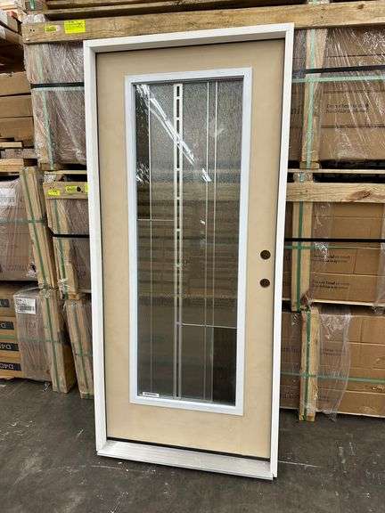 Exterior Full Decorative Glass Fiberglass Door 36"x80" LH
