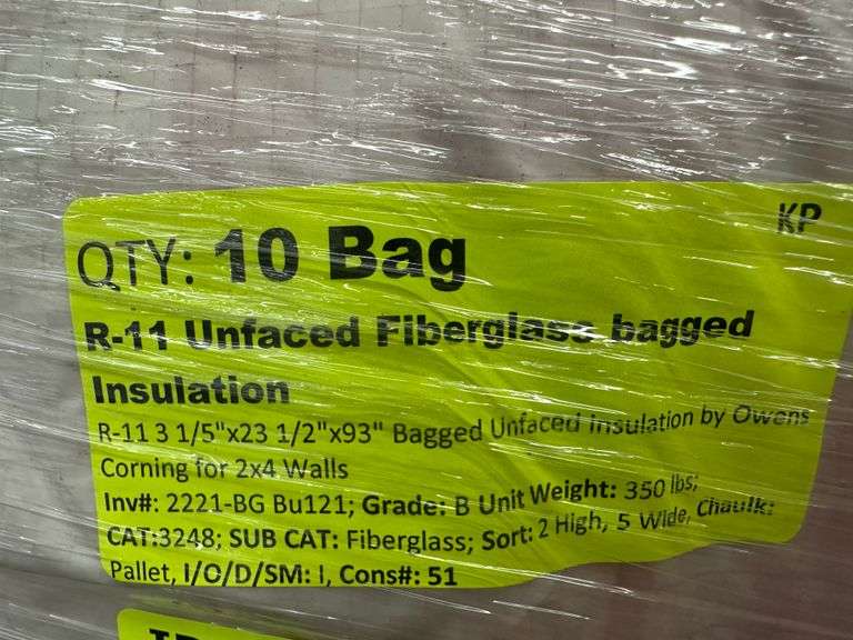 R-11 Unfaced Fiberglass Bagged Insulation