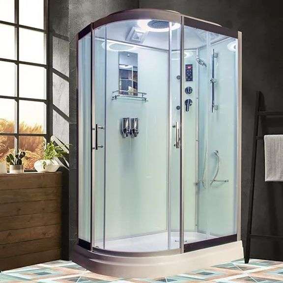 White Luxury Shower 32"x47" RHD, Jetted, With Many Accessories